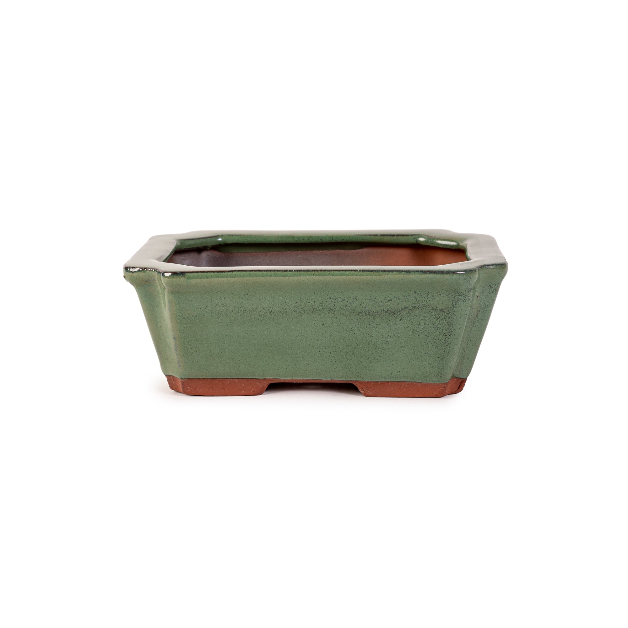 Assorted Glazed Bonsai Pots, 7" -  Green Rectangle with 17 x 13 x 6cm - Pots