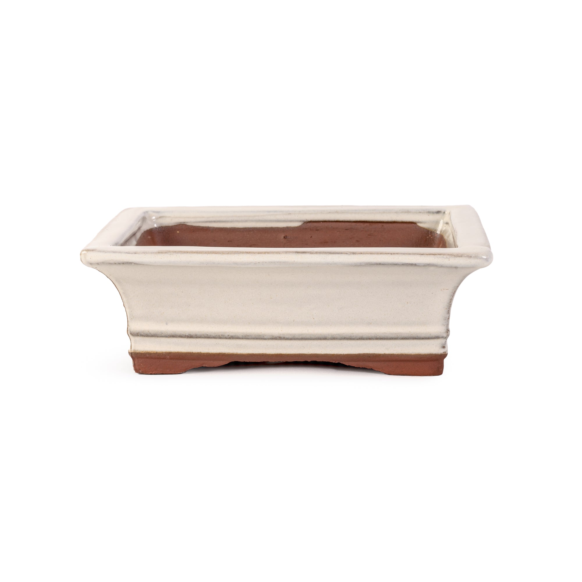 Assorted Glazed Bonsai Pots, 7" -  Ivory Rectangle 17 x 13 x 6cm - Pots