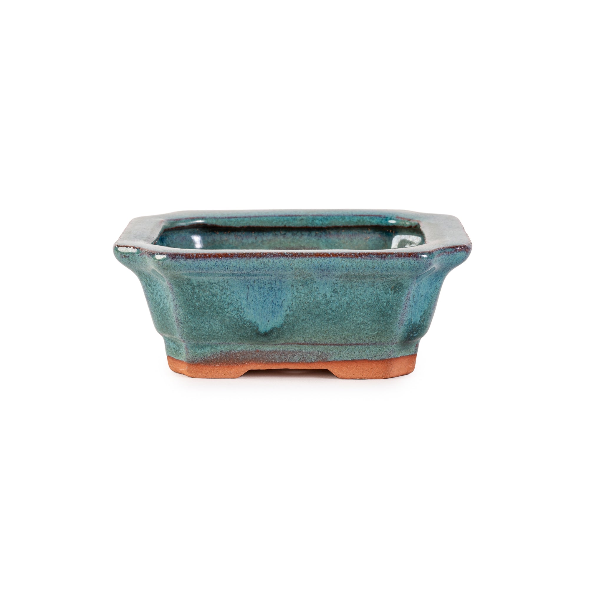 Assorted Glazed Bonsai Pots, 5" -  Green Rectangle with Decorative, 12 x 1 x 4.5cm - Pots