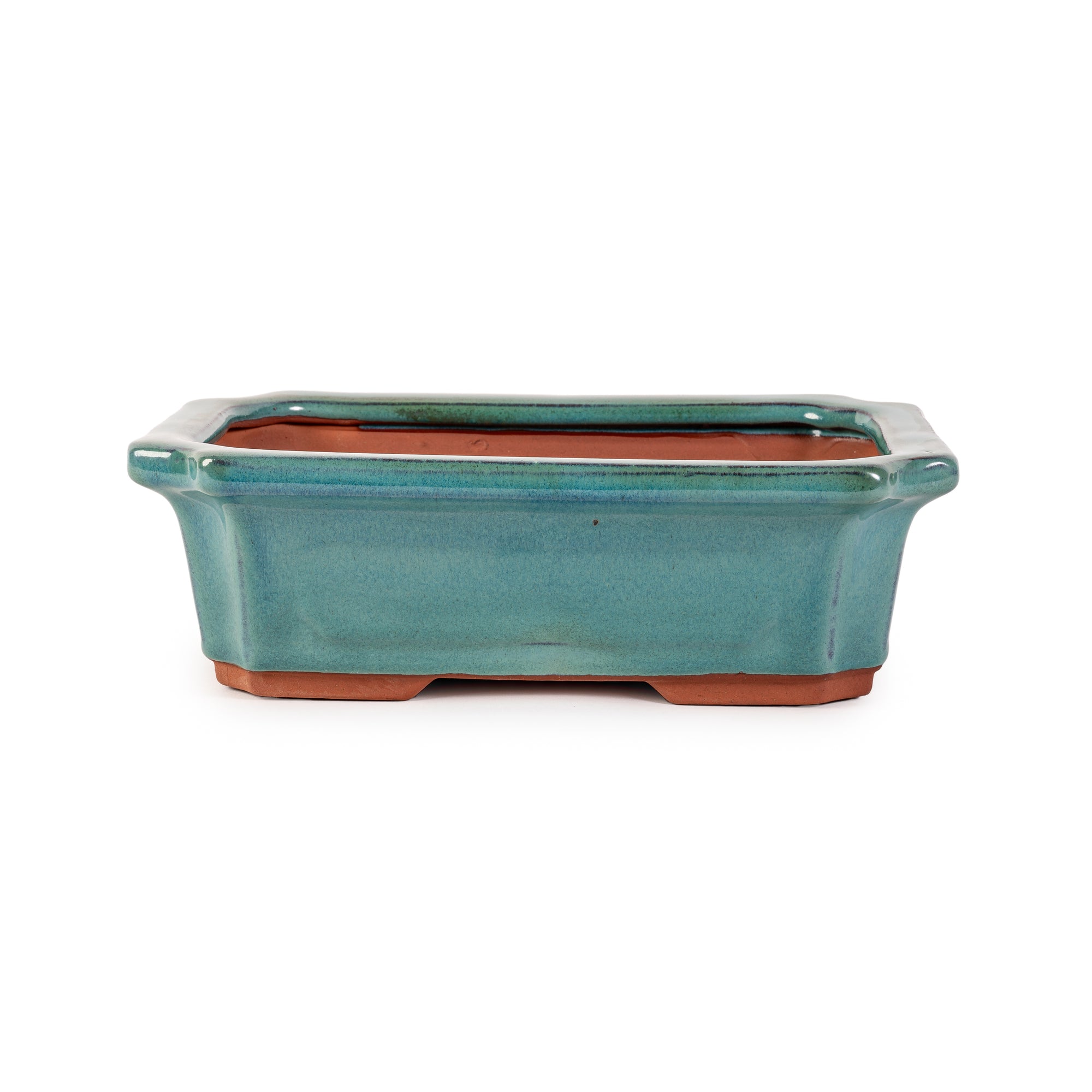 Assorted Glazed Bonsai Pots, 10" -  Green Rectangular with panels, 26 x 18.5 x 8cm - Pots