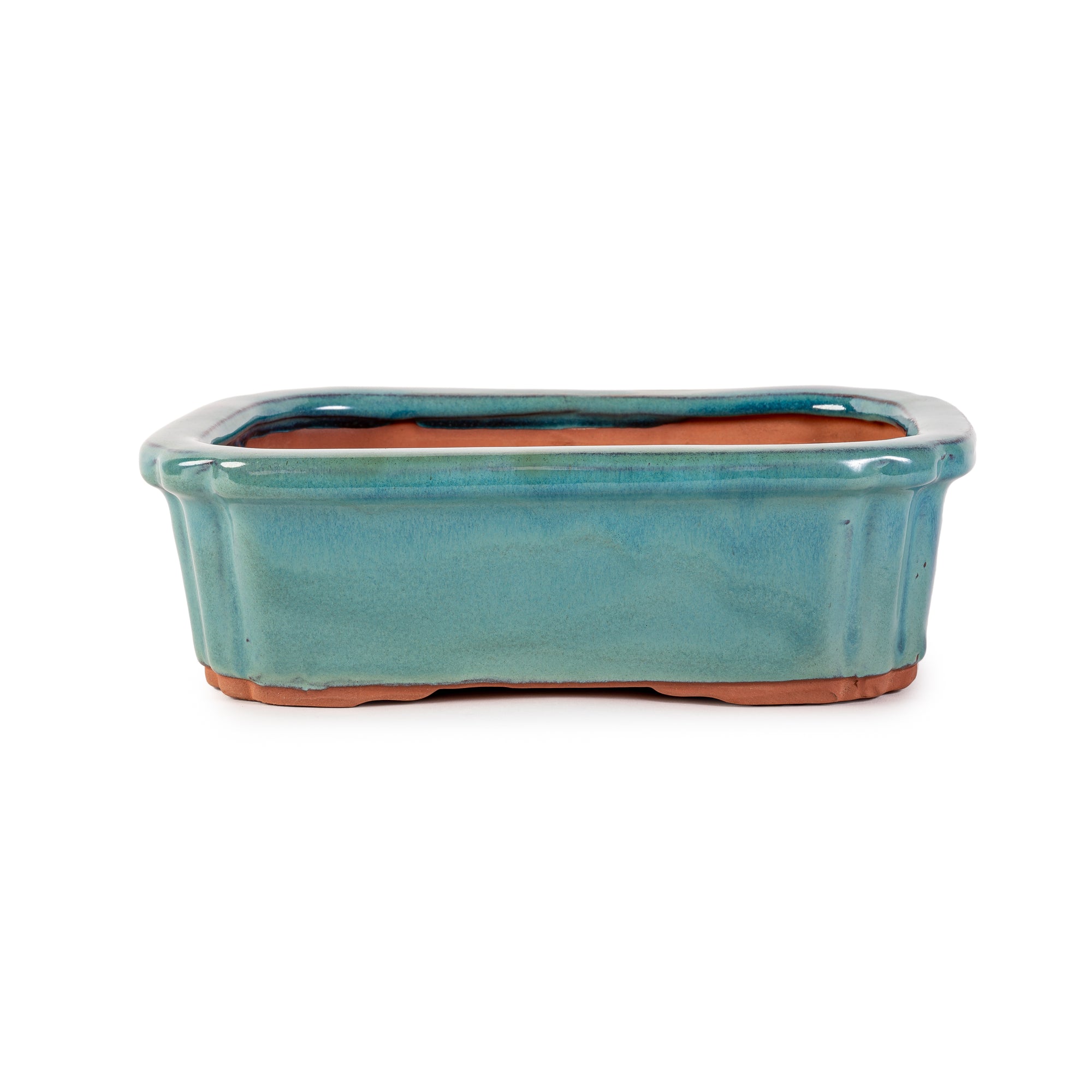 Assorted Glazed Bonsai Pots, 10" -  Deep Green Rectangle with decorative corners, 28 x 21 x 8.5cm - Pots